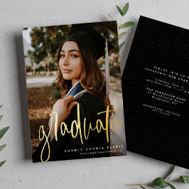 Graduate trendy moderne stilvolle Foto Abschluss Folieneinladung