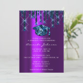 Graduate Tropfen Lila Navy Cap3D Effect Glam Party Einladung (Stehend Vorderseite)