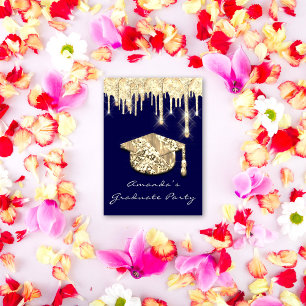 Graduate Tropfens Gold Cap 3D Glam Blue Navy Einladung