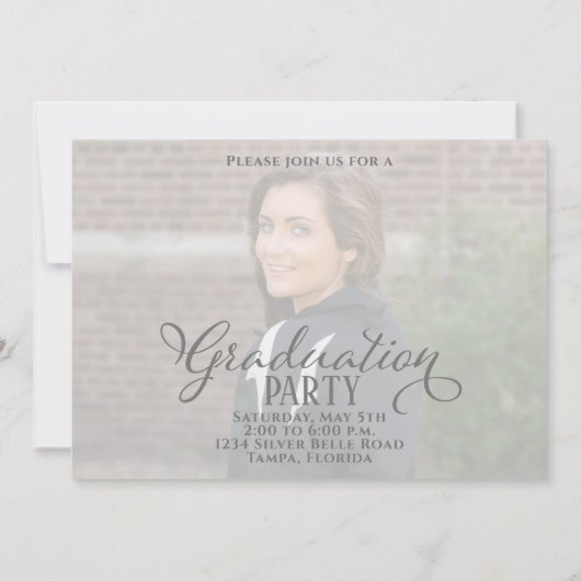 Graduate Two Foto Elegante Calligrafy Script Einladung (Rückseite)