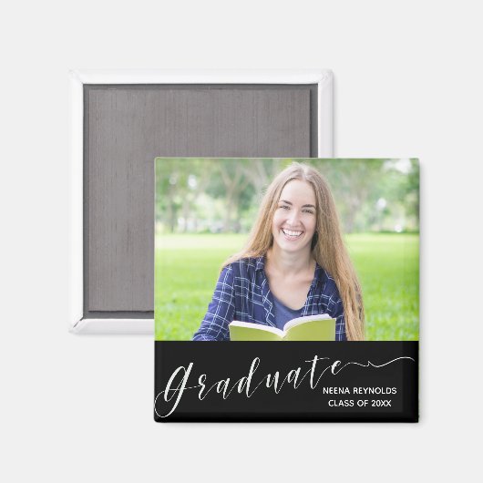 Graduate Typografy Abschluss Foto Kühlschrankmagne Magnet (Vorderseite/Rückseite)