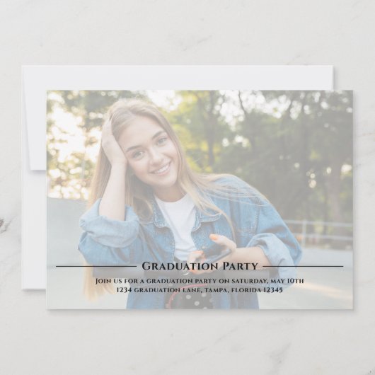 Graduate Typografy Foto Blue Simple Two Foto Einladung (Rückseite)