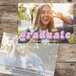 Graduate Typografy Foto QR Code Social Media Einladung