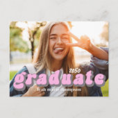 Graduate Typografy Foto QR Code Social Media Postkarte (Vorderseite)