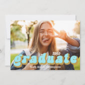 Graduate Typografy Foto Simple Blue Fun Retro Einladung (Vorderseite)
