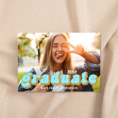 Graduate Typografy Foto Simple Blue Fun Retro Einladung