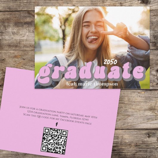 Graduate Typografy Foto Template Stilvoll Retro Einladung