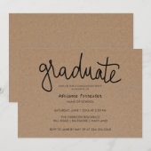 Graduate Typografy Rustic Kraft Paper Einladung (Vorne/Hinten)