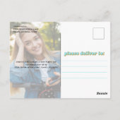 Graduate Typografy Simple Blue Retro Zwei Foto Postkarte (Rückseite)