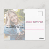 Graduate Typografy Simple Pink Retro Zwei Foto Postkarte (Rückseite)