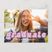 Graduate Typografy Simple Pink Retro Zwei Foto Postkarte (Vorderseite)