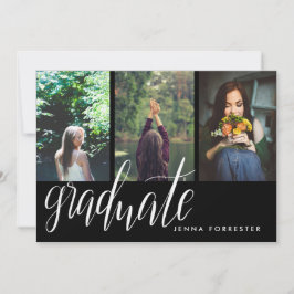 Graduate Typografy Three Fotos Graduation Party Einladung