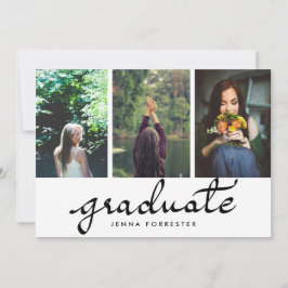 Graduate Typografy Three Fotos Graduation Party Einladung