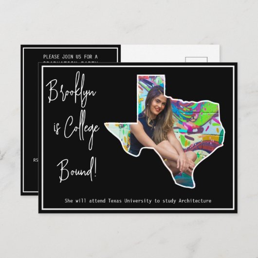 Graduate Uni Bound Texas Postkarte (Vorne/Hinten)