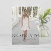 Graduate Unique Script Card 5 Fotos Einladung (Stehend Vorderseite)