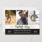 Graduate Vielen Dank | Goldlinien | Editierbare Fa Einladung (Vorderseite)