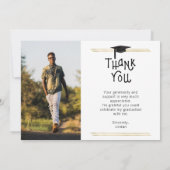 Graduate Vielen Dank | Goldlinien | Editierbare Fa Einladung (Rückseite)