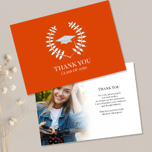 Graduate Vielen Dank Modernes Foto Orange Classic Dankeskarte