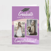 Graduate Watercolor Herzlichen Glückwunsch 2 Foto Karte (Vorderseite)