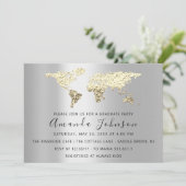Graduate we Move Wedding Gold Zielkarte Gray Einladung (Stehend Vorderseite)