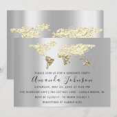 Graduate we Move Wedding Gold Zielkarte Gray Einladung (Vorne/Hinten)