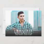 Graduate White Script Foto Graduation Party Einladung (Vorderseite)