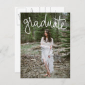 Graduate White Typografy | Save the Date Foto Ankündigungspostkarte (Vorne/Hinten)