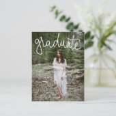 Graduate White Typografy | Save the Date Foto Ankündigungspostkarte (Stehend Vorderseite)