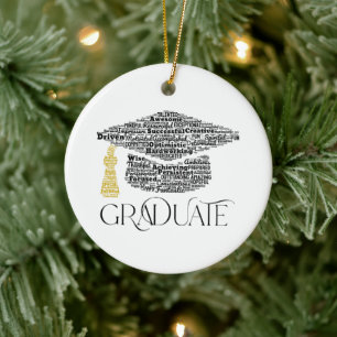 Graduate Words Graduation Cap Party Keramik Ornament