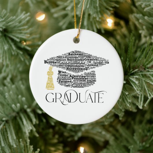 Graduate Words Graduation Cap Party Keramik Ornament (Baum)