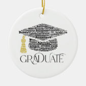 Graduate Words Graduation Cap Party Keramik Ornament (Vorne)