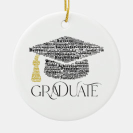 Graduate Words Graduation Cap Party Keramik Ornament