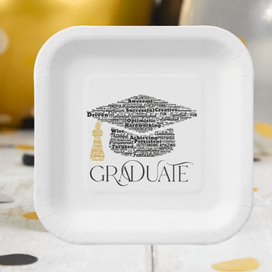Graduate Words Graduation Cap Party Pappteller