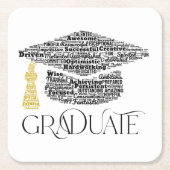 Graduate Words Graduation Cap Party Rechteckiger Pappuntersetzer (Vorderseite)