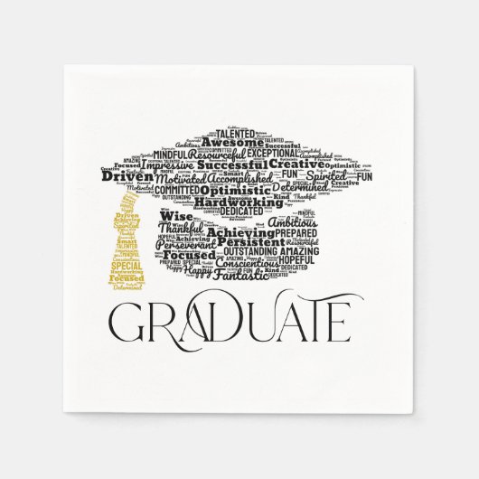 Graduate Words Graduation Cap Party Serviette (Vorderseite)