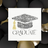 Graduate Words Graduation Cap Party Serviette