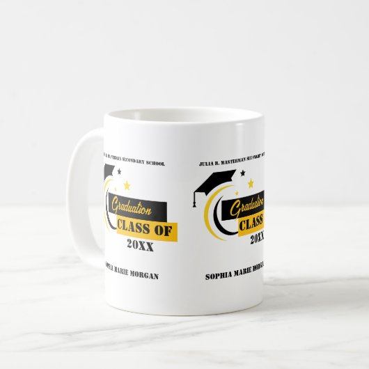 Graduate Yellow Schwarz-weiß Abschluss Classic Kaffeetasse (Vorderseite Links)