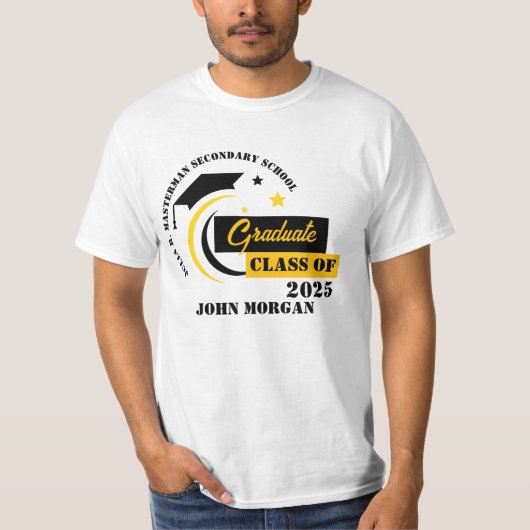 Graduate Yellow Schwarz-weiß Abschluss T-Shirt (Vorderseite)