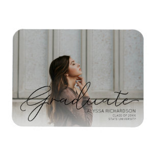 Graduate & Your Foto - Black Print Magnet v2