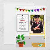 Graduated Kid Happy Class Graduation Invitation Einladung (Vorne/Hinten)
