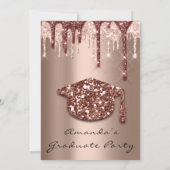 GraduateParty Tropfen Rose Gold Cap3D Effekt Einladung (Rückseite)