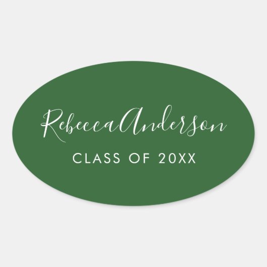 Graduate's Name Class of 2023 Green Ovaler Aufkleber (Vorderseite)