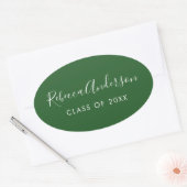 Graduate's Name Class of 2023 Green Ovaler Aufkleber (Umschlag)