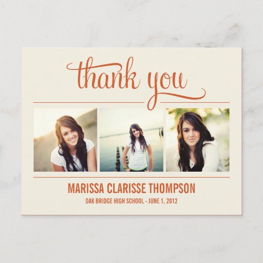 Graduating Year Graduation Thank You Card Postkarte (Vorderseite)