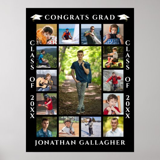 Graduation 15 Photo Collage Congrats Grad Poster (Vorne)