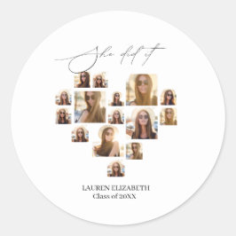 Graduation 15Photo Collage ''She Did it''  Runder Aufkleber