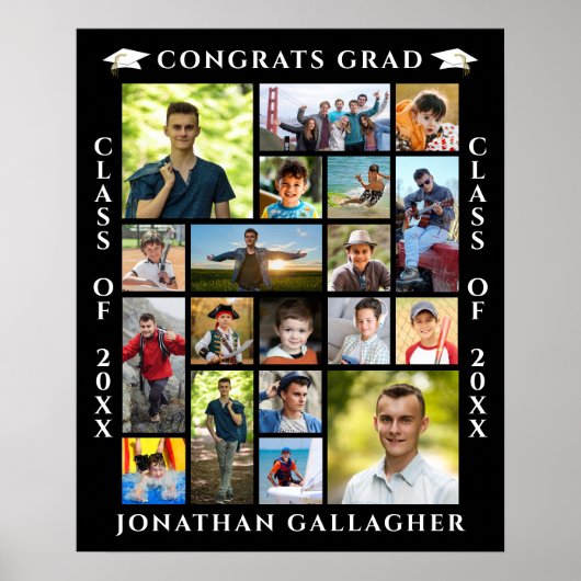 Graduation 19 Photo Collage Congrats Grad Poster (Vorne)