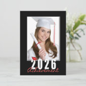 Graduation 2026 Achievement Photo Frame Einladung (Stehend Vorderseite)