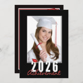 Graduation 2026 Achievement Photo Frame Einladung (Vorne/Hinten)