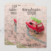 Graduation 2026 Announcement Road Trip Invitation Einladung (Vorne/Hinten)